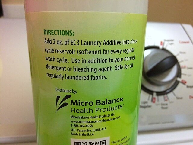 Just follow the EC3 Laundry Additive bottle directions and add it to your liquid bleach reservoir.